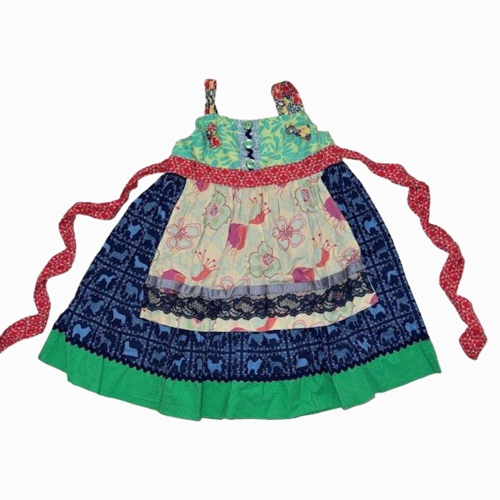 NWOT Matilda Jane girl dress 6 Westminster Platinum Art Fair Knot blue dog green